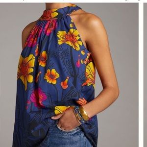 NWT Anthropologie Roopa Pemmaraju floral halter top cotton M